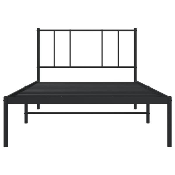 Grote foto vidaxl bedframe met hoofdbord metaal zwart 90x200 cm antiek en kunst stoelen en banken