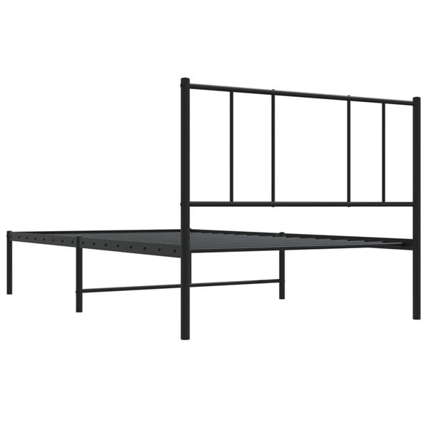 Grote foto vidaxl bedframe met hoofdbord metaal zwart 90x200 cm antiek en kunst stoelen en banken