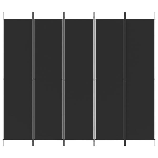 Grote foto vidaxl kamerscherm met 5 panelen 250x220 cm stof zwart huis en inrichting overige huis en inrichting