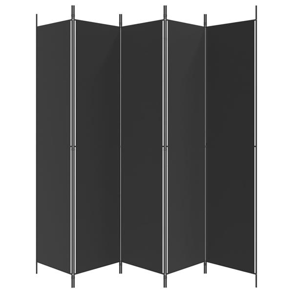 Grote foto vidaxl kamerscherm met 5 panelen 250x220 cm stof zwart huis en inrichting overige huis en inrichting