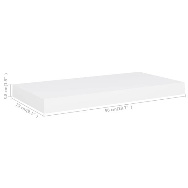 Grote foto vidaxl wandschap zwevend 50x23x3 8 cm mdf wit huis en inrichting woningdecoratie