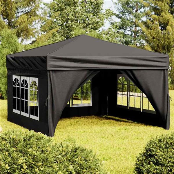 Grote foto vidaxl partytent inklapbaar met zijwanden 3x3 m zwart tuin en terras overige tuin en terras