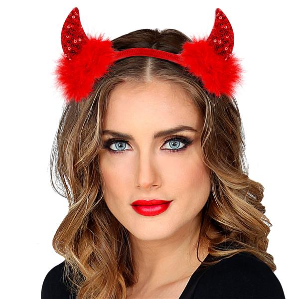 Grote foto halloween haarband rood duivel glitters verzamelen overige verzamelingen