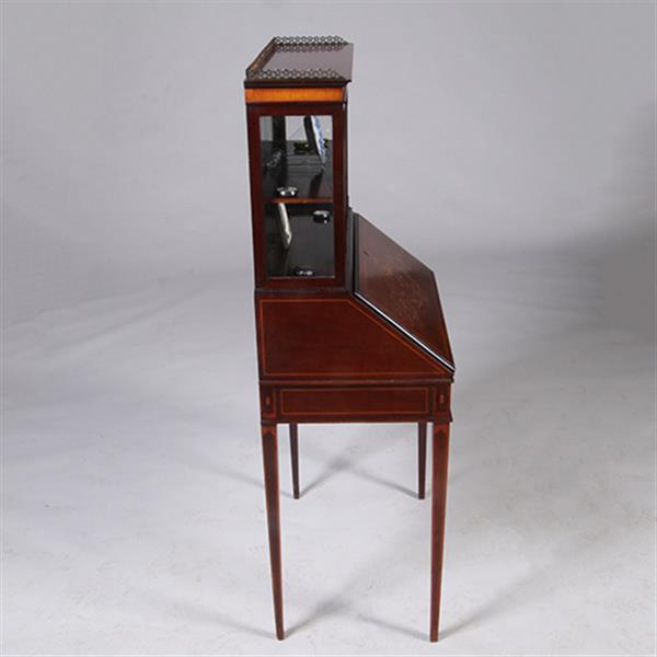Grote foto damessecretaire met vitrine en rijk ingelegde schrijfklep no.331505 antiek en kunst overige in antiek gebruiksvoorwerpen