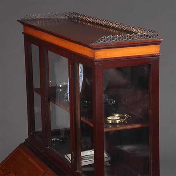Grote foto damessecretaire met vitrine en rijk ingelegde schrijfklep no.331505 antiek en kunst overige in antiek gebruiksvoorwerpen