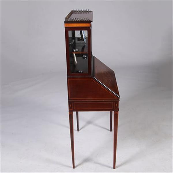 Grote foto damessecretaire met vitrine en rijk ingelegde schrijfklep no.331505 antiek en kunst overige in antiek gebruiksvoorwerpen