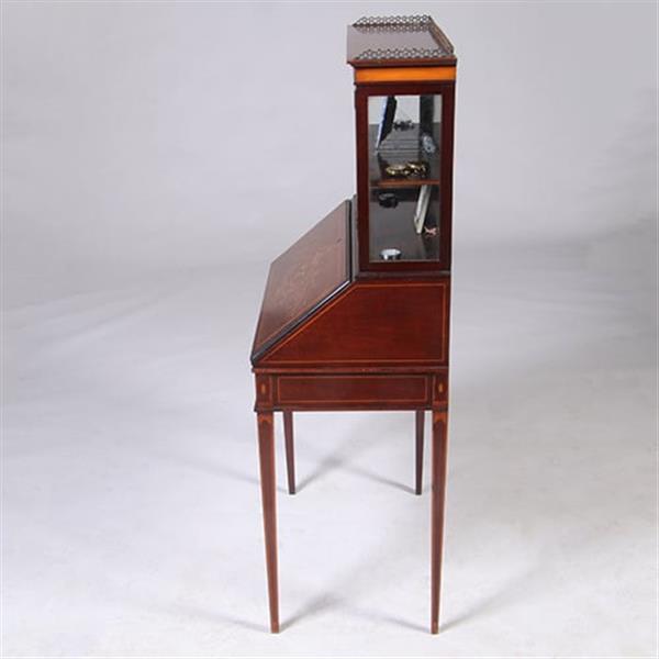 Grote foto damessecretaire met vitrine en rijk ingelegde schrijfklep no.331505 antiek en kunst overige in antiek gebruiksvoorwerpen