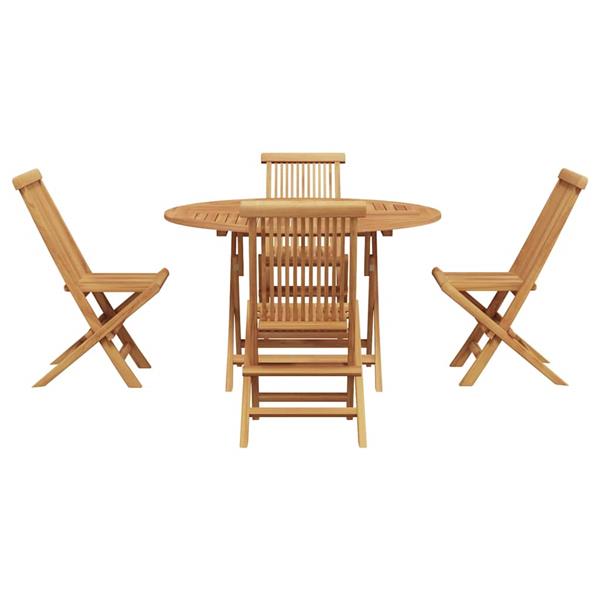 Grote foto vidaxl tuin eetset 5 pcs bruin massief teakhout tuin en terras tuinmeubelen