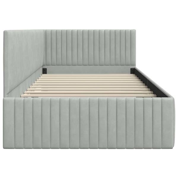 Grote foto vidaxl hoekbedframe met hoofdeinde lichtgrijs 100 x 200 cm fluweel antiek en kunst stoelen en banken