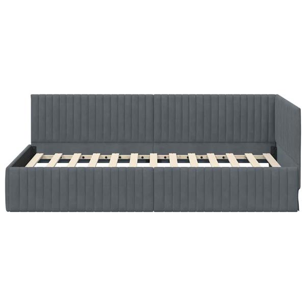Grote foto vidaxl hoekbedframe met hoofdeinde donkergrijs 100 x 200 cm fluweel antiek en kunst stoelen en banken