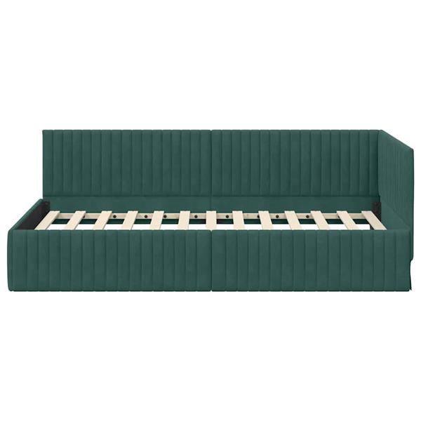 Grote foto vidaxl hoekbedframe met hoofdeinde donkergroen 100 x 200 cm fluweel antiek en kunst stoelen en banken