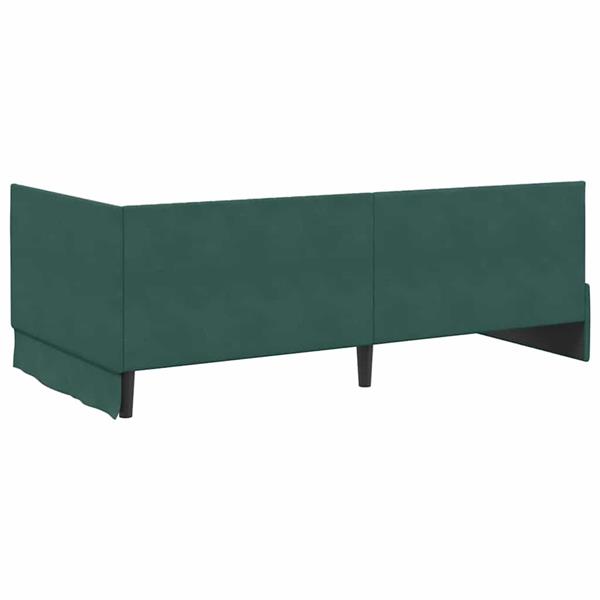 Grote foto vidaxl hoekbedframe met hoofdeinde donkergroen 100 x 200 cm fluweel antiek en kunst stoelen en banken