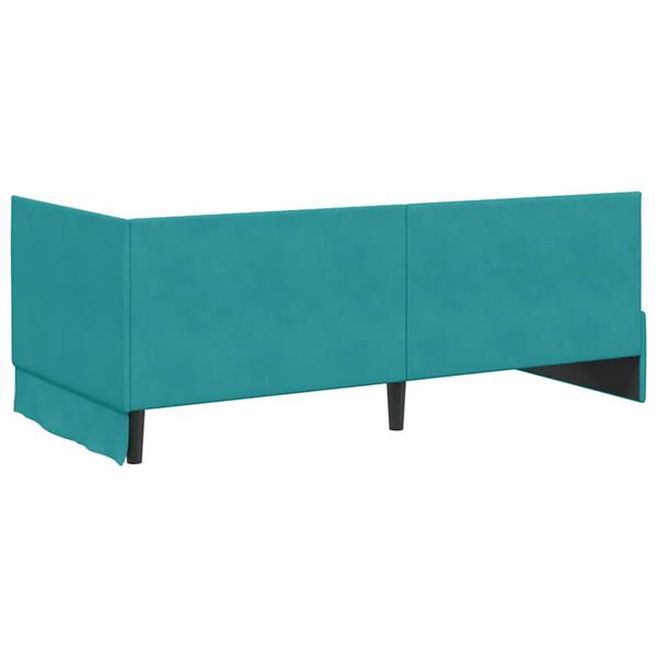 Grote foto vidaxl hoekbedframe met hoofdeinde turquoise 90 x 200 cm fluweel antiek en kunst stoelen en banken