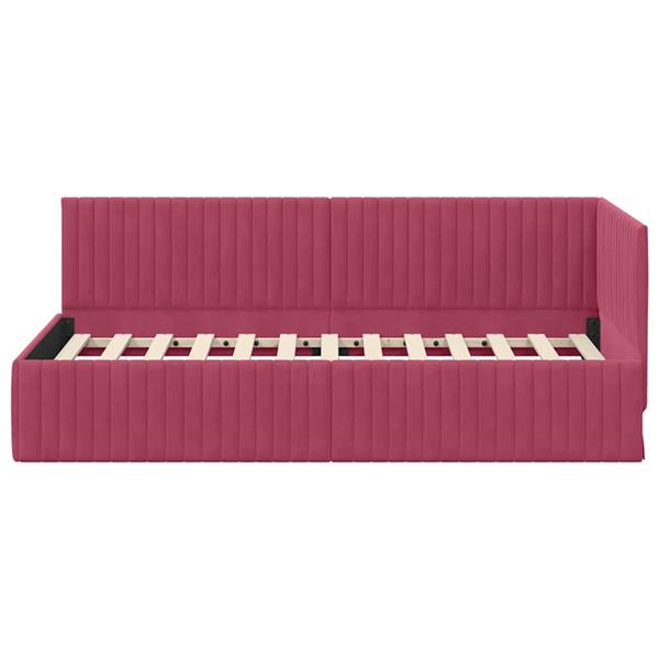 Grote foto vidaxl hoekbedframe met hoofdeinde wijnrood 90 x 200 cm fluweel antiek en kunst stoelen en banken