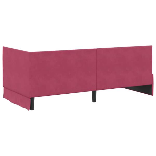 Grote foto vidaxl hoekbedframe met hoofdeinde wijnrood 90 x 200 cm fluweel antiek en kunst stoelen en banken