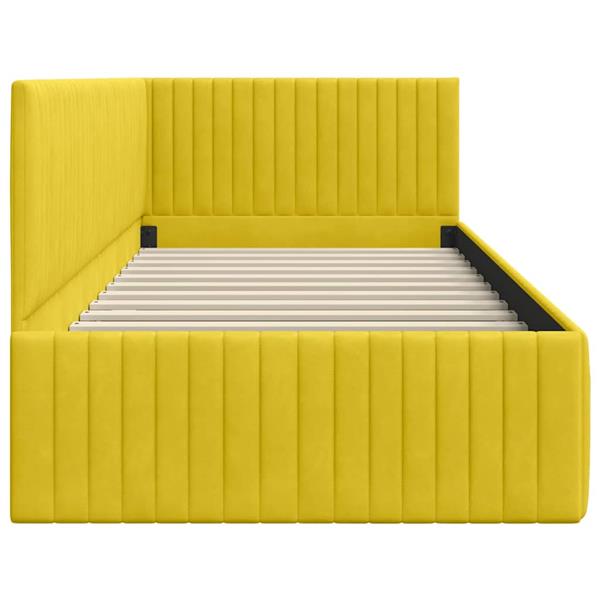 Grote foto vidaxl hoekbedframe met hoofdeinde geel 90 x 190 cm fluweel antiek en kunst stoelen en banken