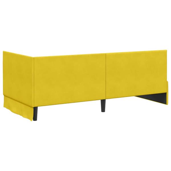 Grote foto vidaxl hoekbedframe met hoofdeinde geel 90 x 190 cm fluweel antiek en kunst stoelen en banken