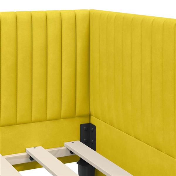 Grote foto vidaxl hoekbedframe met hoofdeinde geel 90 x 190 cm fluweel antiek en kunst stoelen en banken