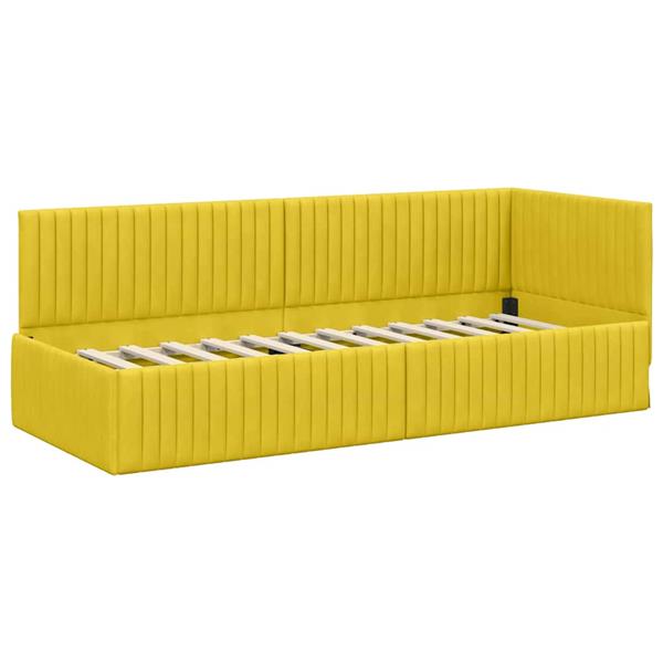 Grote foto vidaxl hoekbedframe met hoofdeinde geel 80 x 200 cm fluweel antiek en kunst stoelen en banken