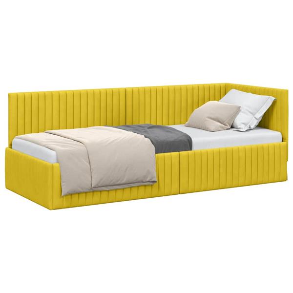 Grote foto vidaxl hoekbedframe met hoofdeinde geel 80 x 200 cm fluweel antiek en kunst stoelen en banken