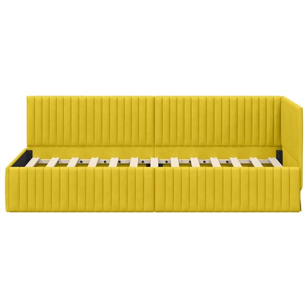 Grote foto vidaxl hoekbedframe met hoofdeinde geel 80 x 200 cm fluweel antiek en kunst stoelen en banken