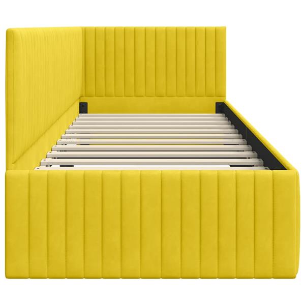 Grote foto vidaxl hoekbedframe met hoofdeinde geel 80 x 200 cm fluweel antiek en kunst stoelen en banken