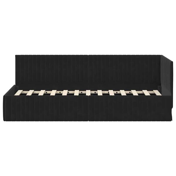 Grote foto vidaxl hoekbedframe met hoofdeinde zwart 80 x 200 cm fluweel antiek en kunst stoelen en banken