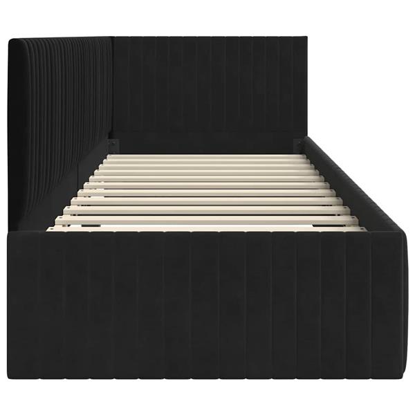 Grote foto vidaxl hoekbedframe met hoofdeinde zwart 80 x 200 cm fluweel antiek en kunst stoelen en banken