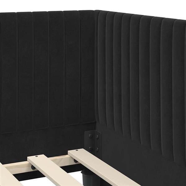 Grote foto vidaxl hoekbedframe met hoofdeinde zwart 80 x 200 cm fluweel antiek en kunst stoelen en banken