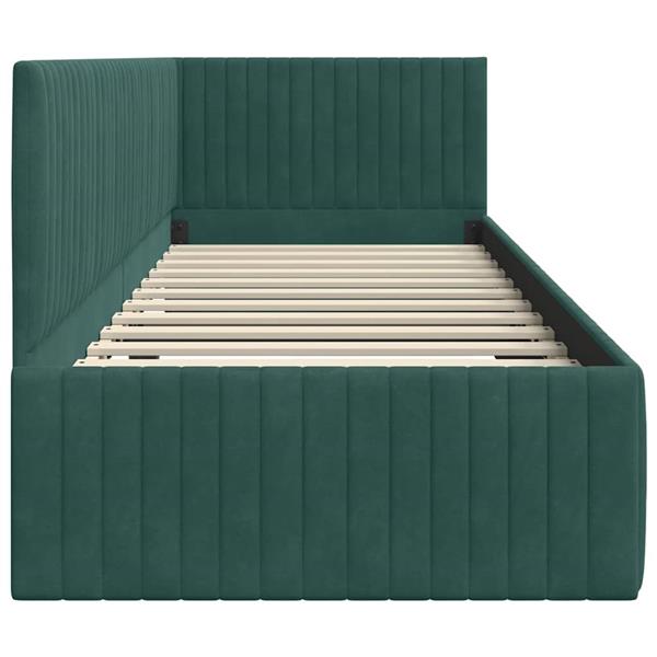 Grote foto vidaxl hoekbedframe met hoofdeinde donkergroen 80 x 200 cm fluweel antiek en kunst stoelen en banken