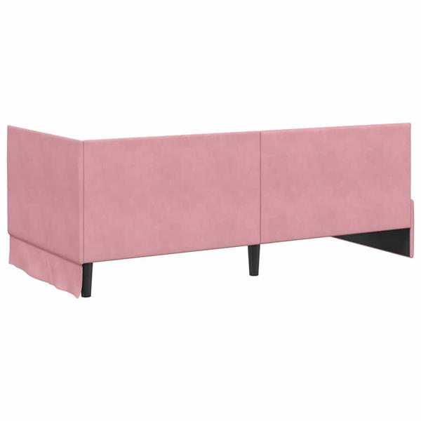Grote foto vidaxl hoekbedframe met hoofdeinde roze 90 x 190 cm fluweel antiek en kunst stoelen en banken
