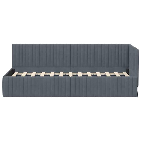 Grote foto vidaxl hoekbedframe met hoofdeinde donkergrijs 80 x 200 cm fluweel antiek en kunst stoelen en banken