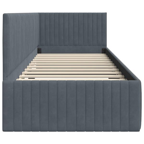 Grote foto vidaxl hoekbedframe met hoofdeinde donkergrijs 80 x 200 cm fluweel antiek en kunst stoelen en banken