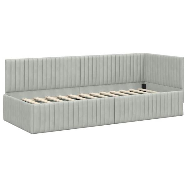 Grote foto vidaxl hoekbedframe met hoofdeinde lichtgrijs 80 x 200 cm fluweel antiek en kunst stoelen en banken