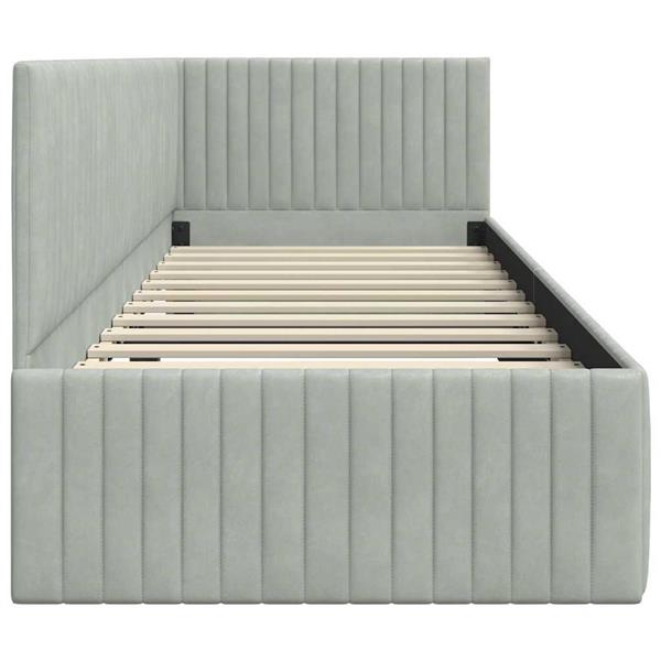 Grote foto vidaxl hoekbedframe met hoofdeinde lichtgrijs 80 x 200 cm fluweel antiek en kunst stoelen en banken