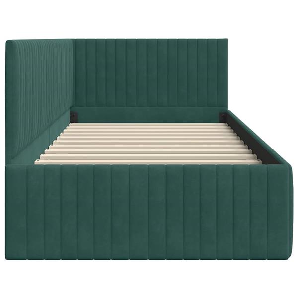 Grote foto vidaxl hoekbedframe met hoofdeinde donkergroen 90 x 190 cm fluweel antiek en kunst stoelen en banken