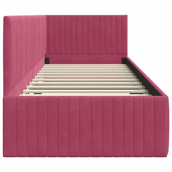 Grote foto vidaxl hoekbedframe met hoofdeinde wijnrood 80 x 200 cm fluweel antiek en kunst stoelen en banken