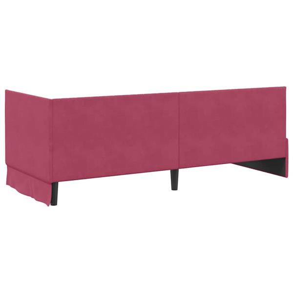 Grote foto vidaxl hoekbedframe met hoofdeinde wijnrood 80 x 200 cm fluweel antiek en kunst stoelen en banken