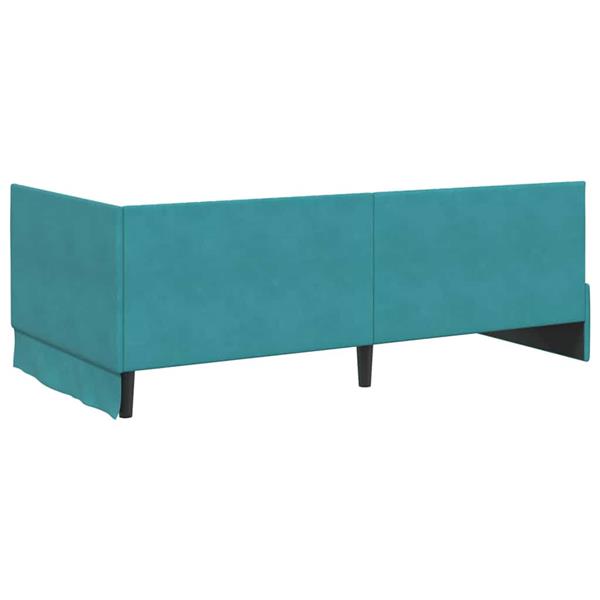 Grote foto vidaxl hoekbedframe met hoofdeinde turquoise 100 x 200 cm fluweel antiek en kunst stoelen en banken