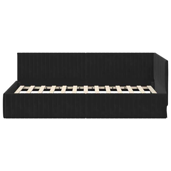 Grote foto vidaxl hoekbedframe met hoofdeinde zwart 100 x 200 cm fluweel antiek en kunst stoelen en banken