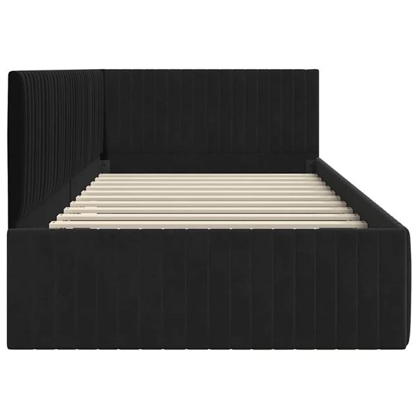 Grote foto vidaxl hoekbedframe met hoofdeinde zwart 100 x 200 cm fluweel antiek en kunst stoelen en banken