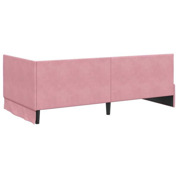 Grote foto vidaxl hoekbedframe met hoofdeinde roze 100 x 200 cm fluweel antiek en kunst stoelen en banken
