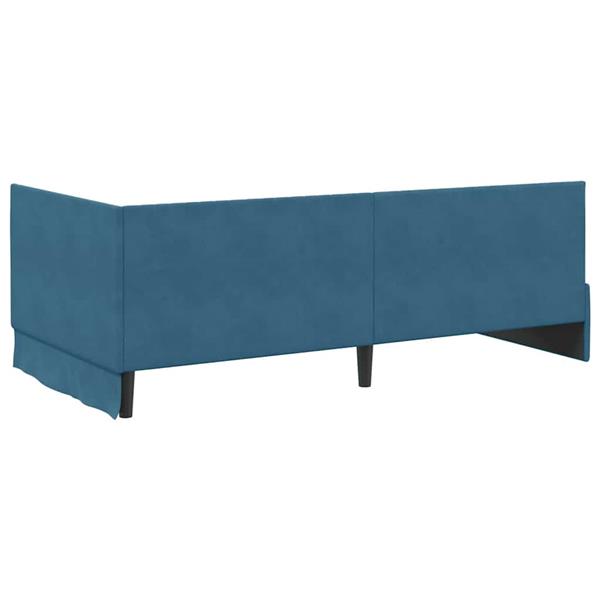 Grote foto vidaxl hoekbedframe met hoofdeinde blauw 100 x 200 cm fluweel antiek en kunst stoelen en banken