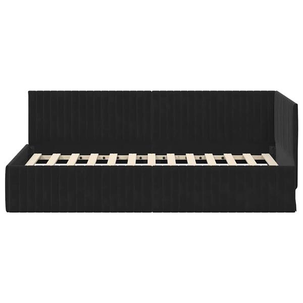 Grote foto vidaxl hoekbedframe met hoofdeinde zwart 90 x 200 cm fluweel antiek en kunst stoelen en banken