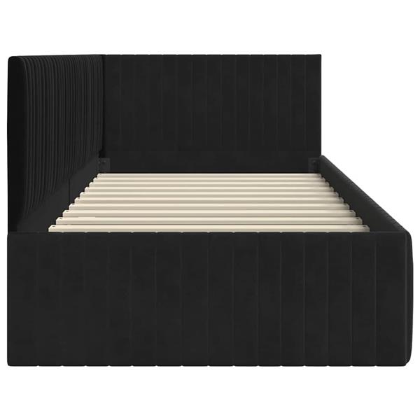 Grote foto vidaxl hoekbedframe met hoofdeinde zwart 90 x 200 cm fluweel antiek en kunst stoelen en banken