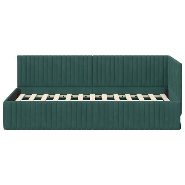 Grote foto vidaxl hoekbedframe met hoofdeinde donkergroen 90 x 200 cm fluweel antiek en kunst stoelen en banken
