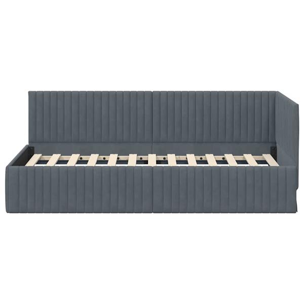 Grote foto vidaxl hoekbedframe met hoofdeinde donkergrijs 90 x 200 cm fluweel antiek en kunst stoelen en banken