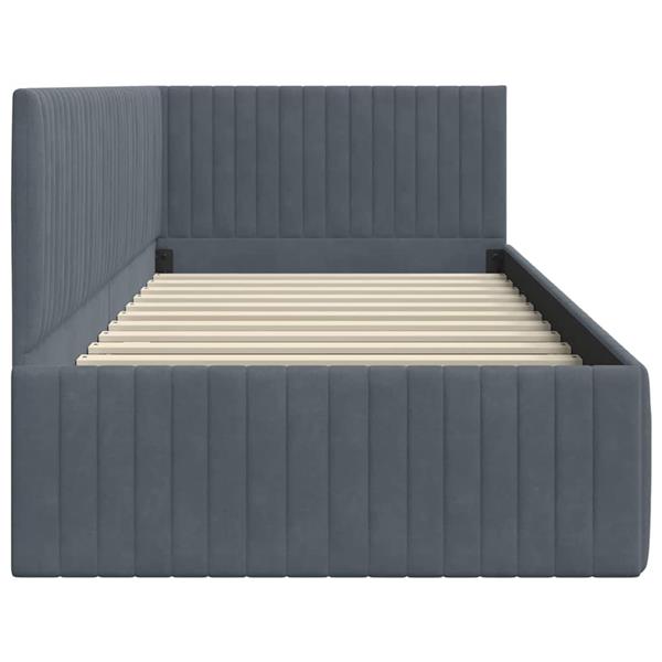 Grote foto vidaxl hoekbedframe met hoofdeinde donkergrijs 90 x 200 cm fluweel antiek en kunst stoelen en banken