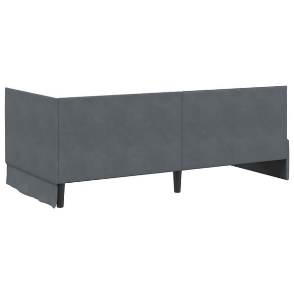 Grote foto vidaxl hoekbedframe met hoofdeinde donkergrijs 90 x 200 cm fluweel antiek en kunst stoelen en banken