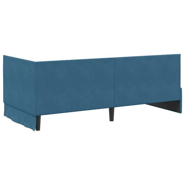 Grote foto vidaxl hoekbedframe met hoofdeinde blauw 90 x 200 cm fluweel antiek en kunst stoelen en banken